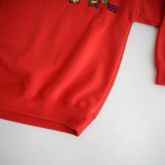 Vintage Magnet Red with Flags on Chest Mockneck Sweater M - Picture 6 of 10